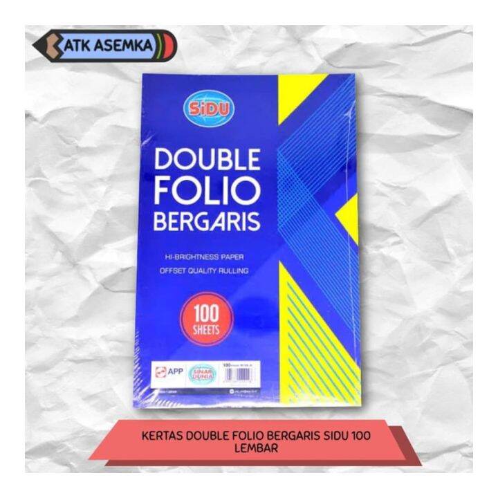 KERTAS DOUBLE FOLIO BERGARIS SIDU 100 LEMBAR | Lazada Indonesia