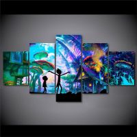 Anime And Magic Forest Canvas Prints-ภาพตกแต่งผนัง-พิมพ์ความละเอียดสูง-5แผงไม่มีกรอบ-เหมาะสำหรับคนรักอะนิเมะและแฟนตาซี