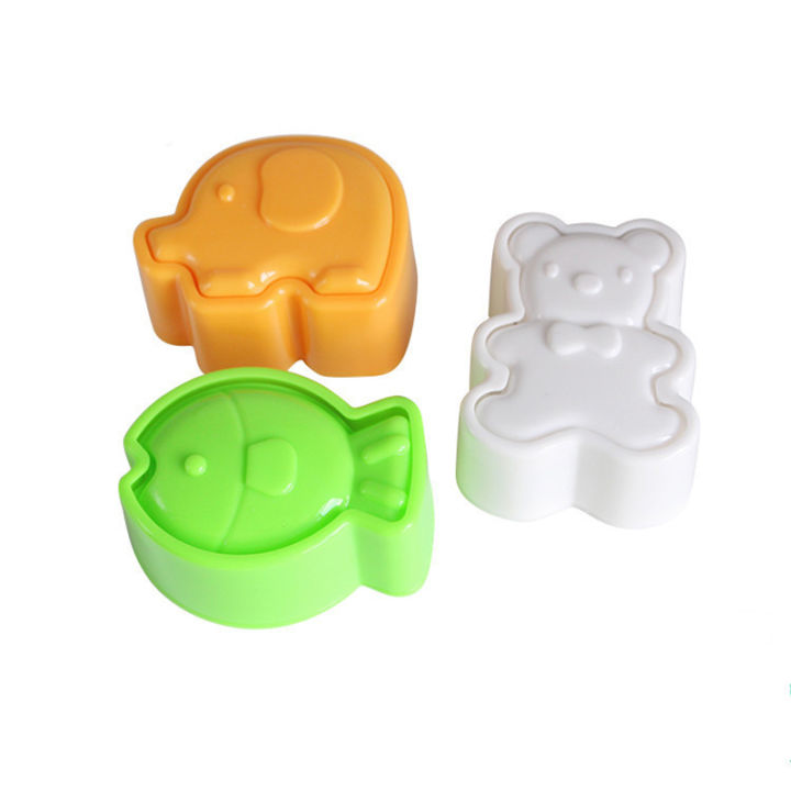 jiang-แม่พิมพ์ข้าวปั้นสำหรับเด็กรูปหมีและช้าง3ชิ้นแม่พิมพ์3d-กล่องเบนโตะอุปกรณ์ทำซูชิอุปกรณ์เครื่องมือทำครัว