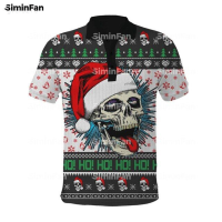 Santa 2023 Skulls Christmas Funny 3d Full Printed Polo Shirts Tennis Tshirt Men Female Top Summer Tee Unisex Casual Daily Streetwear Unisex summer polo