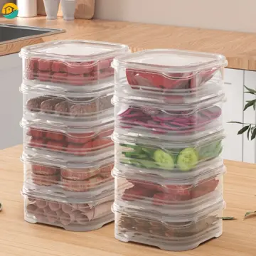 1pc Refrigerator Fresh-keeping Box Frozen Meat Container, Food