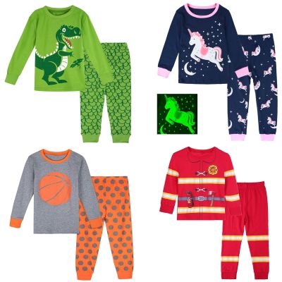 Boys Pajamas Pyjama Kids Pajama Sets Police Long Sleeve Winter Pjs Toddler Girl Unicorn Sleepwear Children Fireman Cosplay PJS
