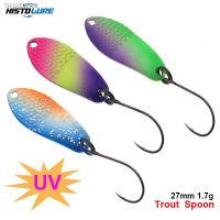 ↂ HISTOLURE 1.7g 27mm Pink UV Trout Fishing spoon Lure Single Hook Metal Spoon Lures Micro Artificial Bait Bass Perch Spinne