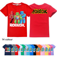 Ro Bloxs เสื้อยืดผ้าฝ้ายคอมบ์ลายการ์ตูนสำหรับเด็ก,เสื้อยืดแขนสามส่วนเสื้อยาวปิดถึงก้นฤดูร้อนสำหรับเด็กผู้ชายเด็กผู้หญิง0000