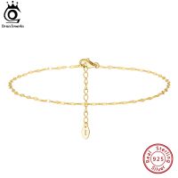 ORSA JEWELS 14K Gold 925 Sterling Silver Fish Lips Chain Anklets Fashion Women Summer Foot Bracelet Ankle Straps Jewelry SA33