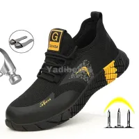 Breathable Mens Safety Shoes Boots With Steel Toe Cap Casual Mens Boots Work Indestructible Shoes Puncture-Proof Work Sneakers