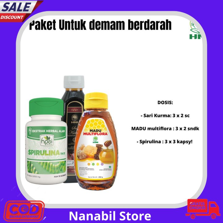 Paket Demam Berdarah Spirulina + Sari Kurma + Madu Multiflora Lazada Indonesia