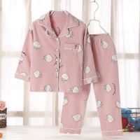 2022 Childrens Cartoon Cotton Pajamas Spring and Autumn Long -sleeved Clothes Set, Boy, Girl, Pajamas Home Service Two Pieces