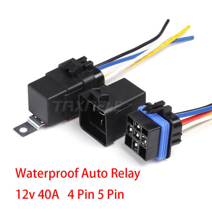 Automobile Relay Waterproof Integrated Wired DC12V 24V 40A 5Pin 4pin