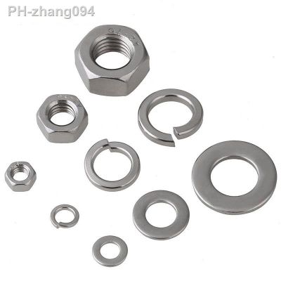 304 stainless steel nut hexagon nut flat washer spring washer M1.6M2M2.5M3M4M5M6M8M10-M30