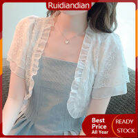 Ruidiandian คาร์ดิแกน S-2XL สั้นแขนสั้นผ้าชีฟองลายดอกไม้เกาหลีแฟชั่น