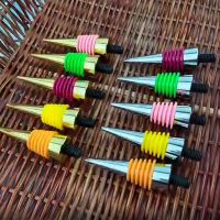 Blank Wine Bottles Stoppers 10 Pieces Colorful Sealing Ring Metal Bottles Stopper with Threaded Post Reusable