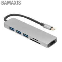 Bamaxis 6 In 1 TypeC to HD Multimedia Interface Hub Adapter Converter USB3.0 Video Audio E