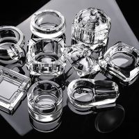 【 Party Store 】 Crystal Glass Ash Tray Black/ Gold/Tranparent Square Shape Ashtray Cigar Smoking Accessory Household Office KTV Smoking Supply