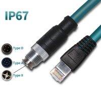 8Pin M12 to RJ45 A-type X-type Coding Connector Double-shielded Drag Chain Network Cable 4Pin D-Code Plug IP67 M12 to RJ45 Cord Cables