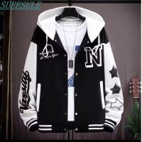 SUEESULE เสื้อแจ็คเก็ตลำลองวัยรุ่นผู้ชายความรู้สึกไฮเอนด์หล่อและหล่อ Jaket Baseball เย็บปะติดปะต่อกันฤดูใบไม้ผลิและฤดูใบไม้ร่วง2023เสื้อแจ็กเก็ตนักบินใหม่