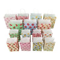 [HOT YAPJLIXCXWW 549] Foral Fruit Gift Paper Bag With Handle Multifunction Christams Birthday Party Favor Gift Decoration Packing Bags