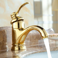 ss Gold Basin Sinks Deck Mounted Bathroom Cabinet Faucet Inter-Platform Basin Wash Basin Faucet Hot and Cold Water Tap Mixer