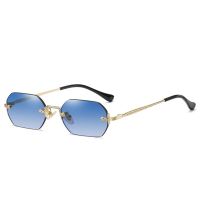 Rimless Rectangle Sunglasses Small Men Glasses Women Metal Gold Polygon Blue Shades 2022 UV400 Frameless Rotary Tool Parts Accessories