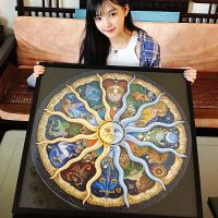 Round Jigsaw Puzzle 1000 Piece For Adults- Zodiac Horoscope Puzzle- DIY Constellation Circular Jigsaw Puzzles Cool And Challenge