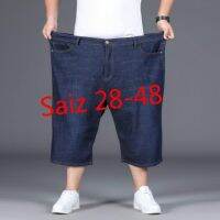 CODkecanm8 Saiz 28-50 Seluar Lelaki Plus Size Seluar Pendek Elastic Jeans Saiz Besar Slack Shorts Denim Korea Fashion