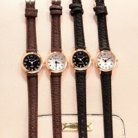 Exam Watch for Female Students Korean Version Simple and Cute Junior High School Vintage Literature Litchi Pattern Fine Strap Small Dial Friendly Watch 【BYUE】