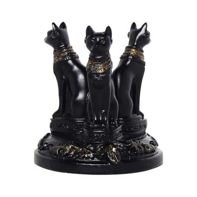 Triple Egyptian Cat Statue Bastet Goddess Cat Resin Decorations Table Top Ancient Egypt Art Craft for Crystal Sphere Ball Stand Display Base Holder sturdy