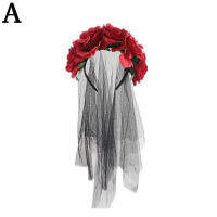 Pzcf Halloween Head Veils Rose Flower Short Black Accessories