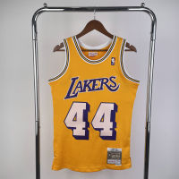 【Mitchell&amp;Ness】Mens New Original Lakers #44 Jerry West Vintage Jersey Heat-pressed Hardwood Classics Swingman Yellow