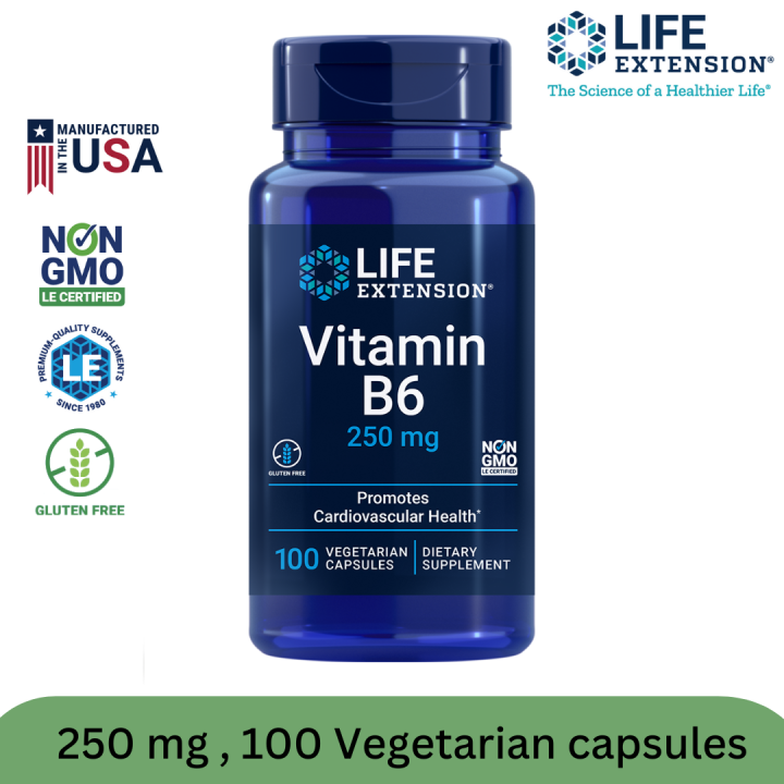 Life Extension Vitamin B6 250 Mg 100 Vegetarian Capsules (Expiration 09 ...