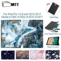 {RUBBIE Shell}กรณี MTT สำหรับ iPad Pro 12.9นิ้ว1st 2nd ที่2015 2017หนัง PU พลิกยืนปกแท็บเล็ตกรณี A1584 A1670 A1652 A1671