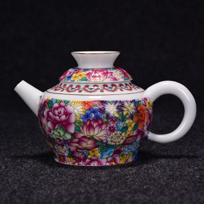 250ml Authentic Jingdezhen Porcelain Art Flower Teapot Exquisite Enamel Color Teapot Handmade Ceramic Teaware Tea Set Master Cup