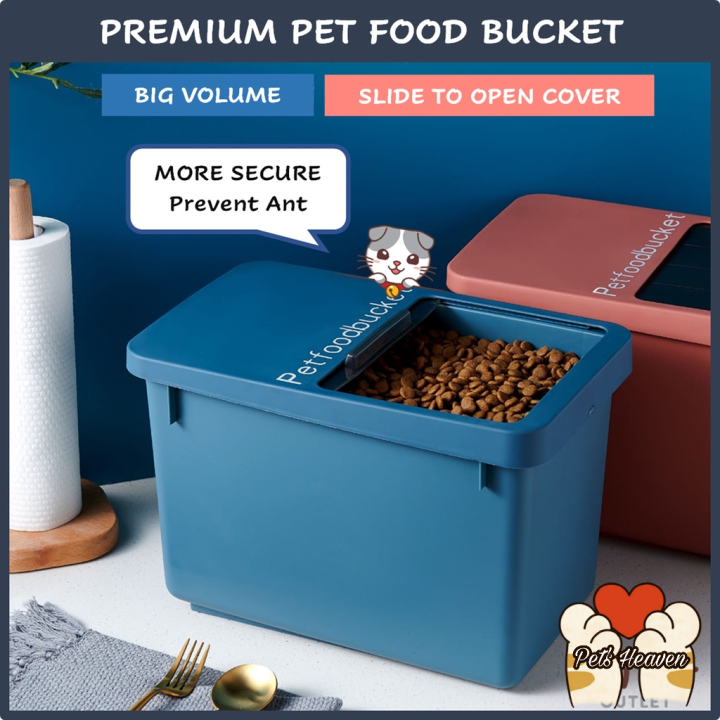 Pet Cat Dog Dry Food Kibble Storage Container Food Bucket Bekas Simpan Makanan Kucing Food
