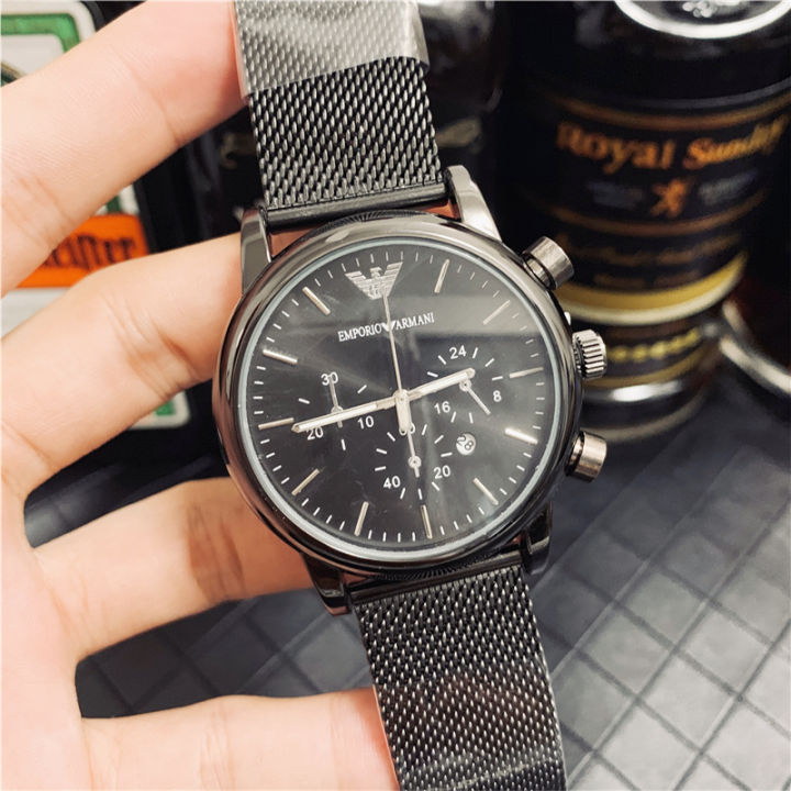 ราคาดีที่สุด-คุณภาพสูงนาฬิกาสำหรับผู้ชายแฟชั่นสบายๆสายสแตนเลสผู้ชายนาฬิกาควอตซ์ธุรกิจสีดำ-dial