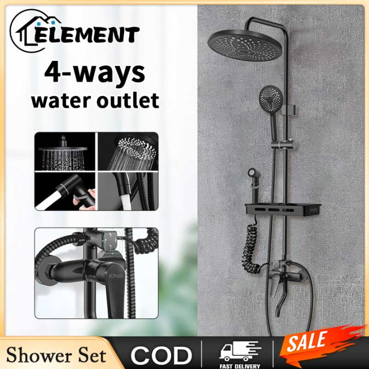 Cold and Hot shower set for bathroom 4 in 1 304 Stainless Steel black ...