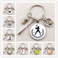 vintage Baseball Sports keychain retro silhouette art baseball player jewelry sportemen key chain ring men Key Chains