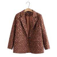 【มีไซส์ใหญ่】Plus Size XL-5XL Womens V-neck Spring Autumn Blazers Long Sleeved Ladies Office-wear Vintage Outerwear