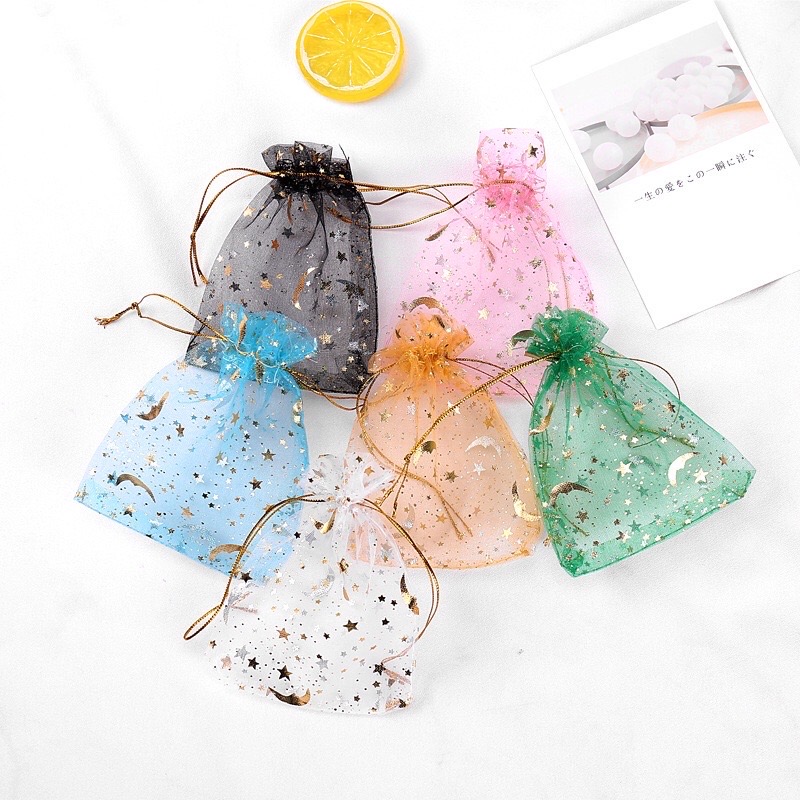 10pcs ORGANZA GIFT BAGS Wedding Jewellery Candy Pouches 10 Colors 7x9cm New 