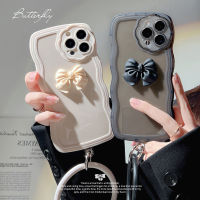 กรอบหยักสไตล์อิน3D Bowknot IPhone ฝาหลังเคส TPU แบบอ่อนสำหรับ iPhone 14 Pro Max iPhone 14 Plus iPhone 13 Pro Max Iphone 13 Mini iPhone 12 Pro Max XS Max XR เคสซิลิโคนซิลิโคนโทรศัพท์กันกระแทกพร้อมสายรัดข้อมือซิลิโคน