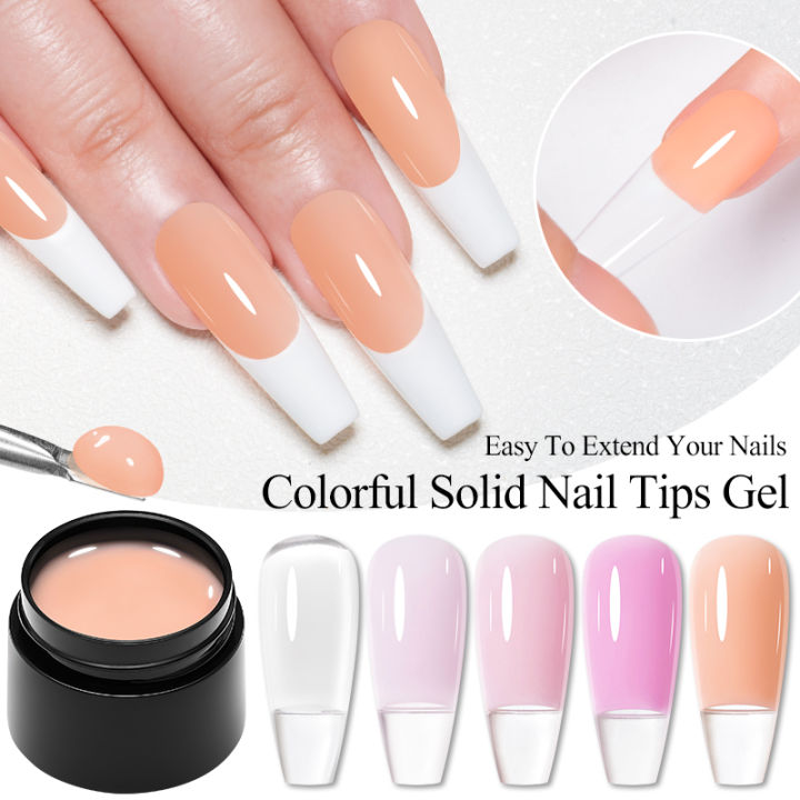 MEET ACROSS Solid Nail Tips Gel 5g Transparent UV LED Function Gel UV ...