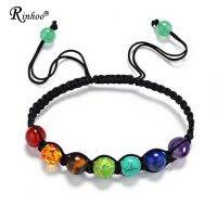 Rinhoo 7 Chakra Healing Yoga Reiki Prayer Bead Stones Balance Beaded Warp Bracelet Braided Bangle Adjustable Jewelry For Women 【hot】qqsep3