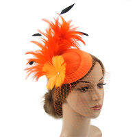 ดอกไม้ Fascinator หมวกตาข่าย Feather,เจ้าสาวงานแต่งงานพร้อมคลิป,ผู้หญิงสุภาพสตรี Kentucky Derby PhotographParty Headwear