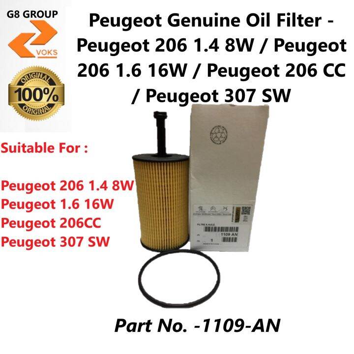 Peugeot Oil Filter - Peugeot 206 1.4 8V / Peugeot 206 1.6 16V / Peugeot ...