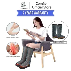 Comfier 2 in 1 Foot Massager Machine & Ottoman Foot Rest Shiatsu Calf and Foot Massager with Heat Black