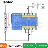 Balance BMS 3S 4S 7S 8S 13S 14S 16S 17S 20S 24S Protect Board with NTC 18650 Lithium Battery 50A To 200A Charge Discharge Plates