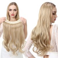 Synthetic Hair Extensions No Clip In Artificial Fake Ombre Blonde Pink Wavy False Piece