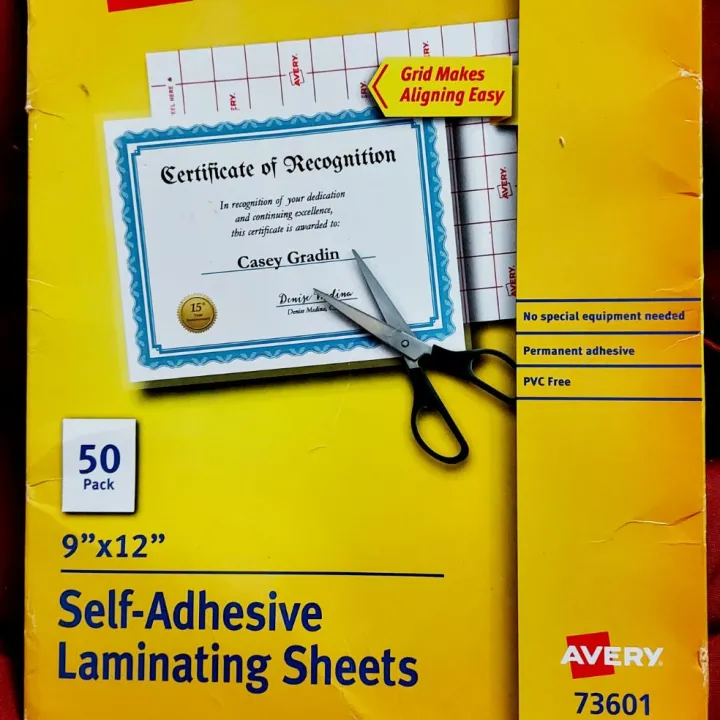Avery SelfAdhesive Laminating Sheets, 9" x 12", 50 Sheets (73601) Lazada PH