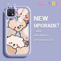 Jjlingji เคสสำหรับ OPPO A15 A15s A35 4G เคสแบบเต็มหน้าจอลายหมีสีสันสดใสน่ารักมอนสเตอร์ตัวน้อยเลนส์กล้องถ่ายรูปแบบนิ่มซิลิโคนเคสใสแบบเรียบง่ายกันกระแทกแบบใสเคสป้องกัน