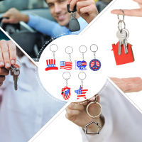 VORCOOL 12pcs Key Rings พวงกุญแจธงชาติอเมริกันของที่ระลึก USA Flag เชนเชนส์ 4th ของเดือนกรกฎาคมจี้