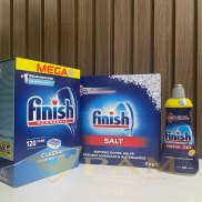 Combo Viên rửa bát Finish Classic 120 viên + Muối Finish 4kg + Nước làm